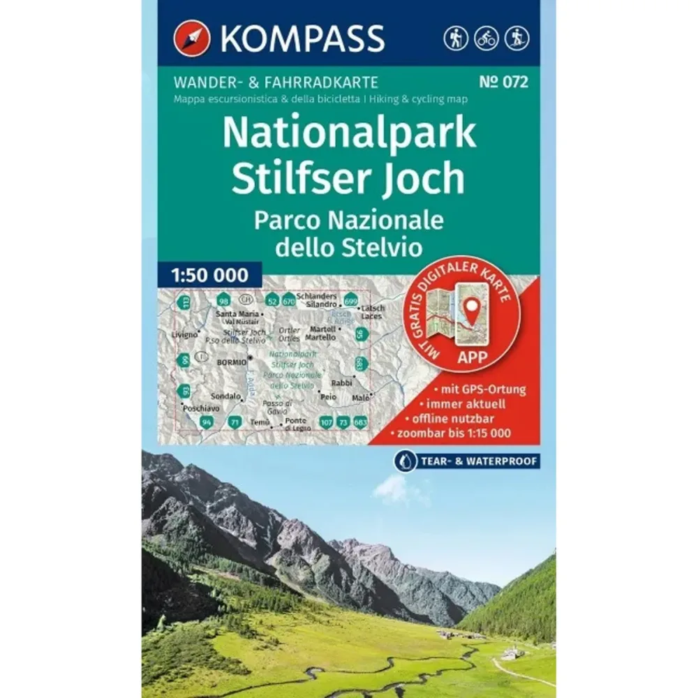 KOMPASS Wanderkarte 072 Nationalpark Stilfser Joch / Parco Nazionale dello Stelvio 1:50.000
