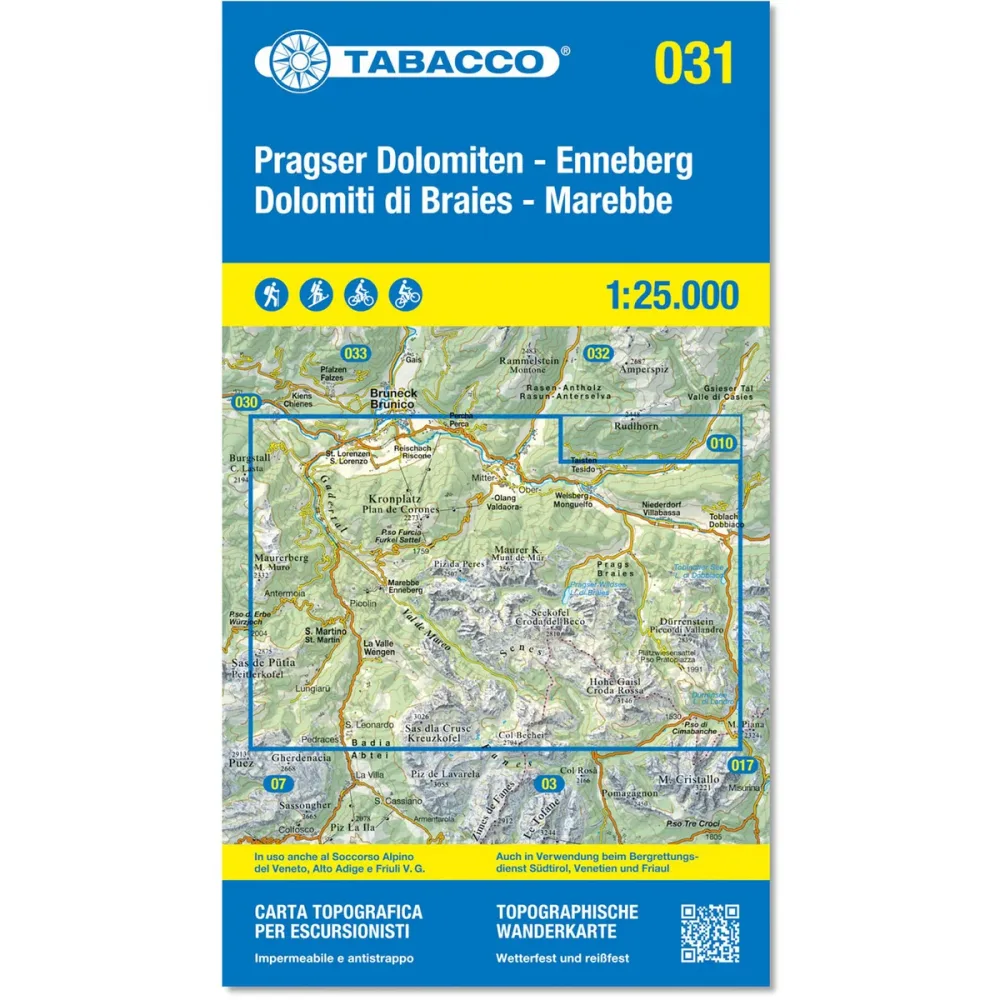 Tabacco Pragser Dolomiten - Enneberg 031 Wanderkarte
