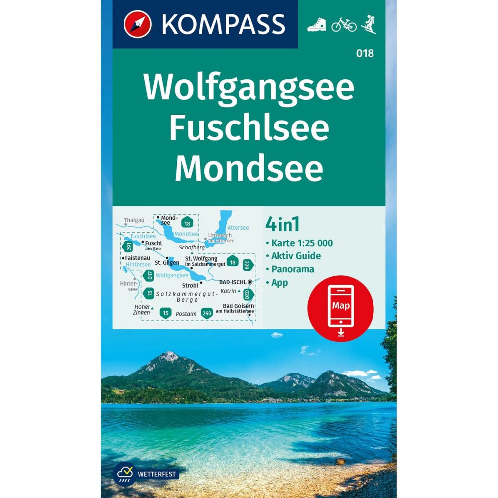 Kompass Verlag WK 018 Wolfgangsee, Fuschlsee, Mondsee