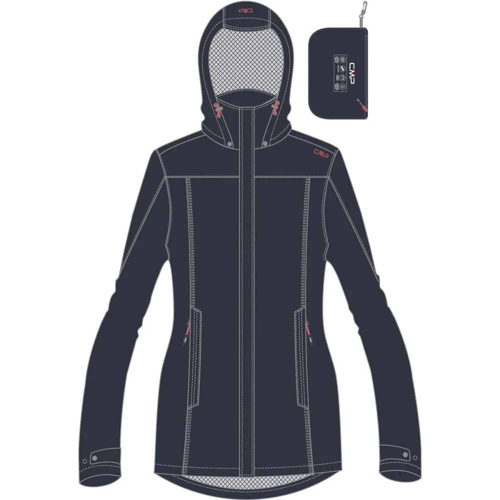 CMP Damen Rain Hoodie Button Jacke
