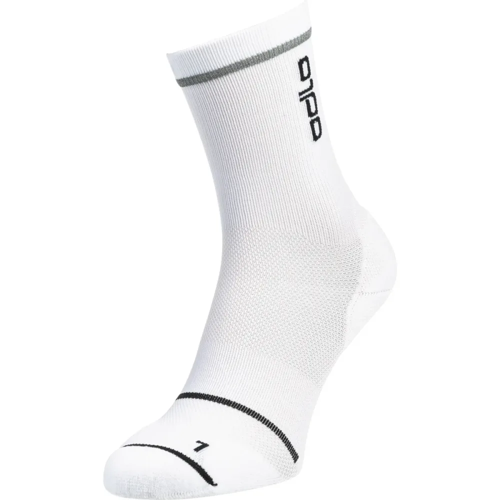 Odlo Ceramicool Reflective Mid-Crew-Socken - Radsport, Running - weiss, 42-44