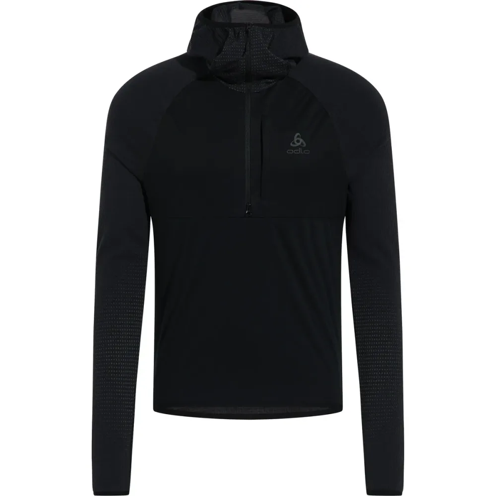 Odlo Zeroweight Pro Seamless Windproof Langlauf-Hoodie Half-Zip für Herren - Skilanglauf, Ski & Snow - schwarz, XL