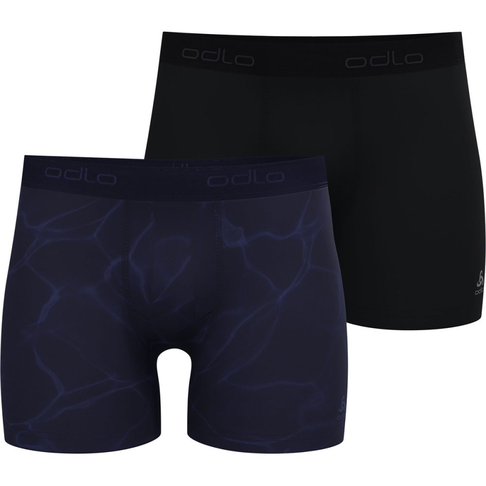 Odlo Active F-Dry Graphic 2-Pack Boxershorts für Herren - Wandern, Casual Comfort - schwarz, XXL