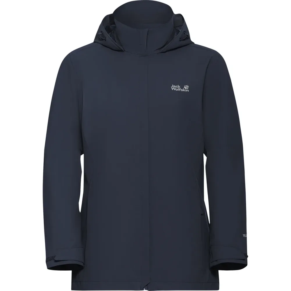 Jack Wolfskin - Trekkingjacke mit abnehmbarer Kapuze, für Damen, Dunkelblau, Größe M
