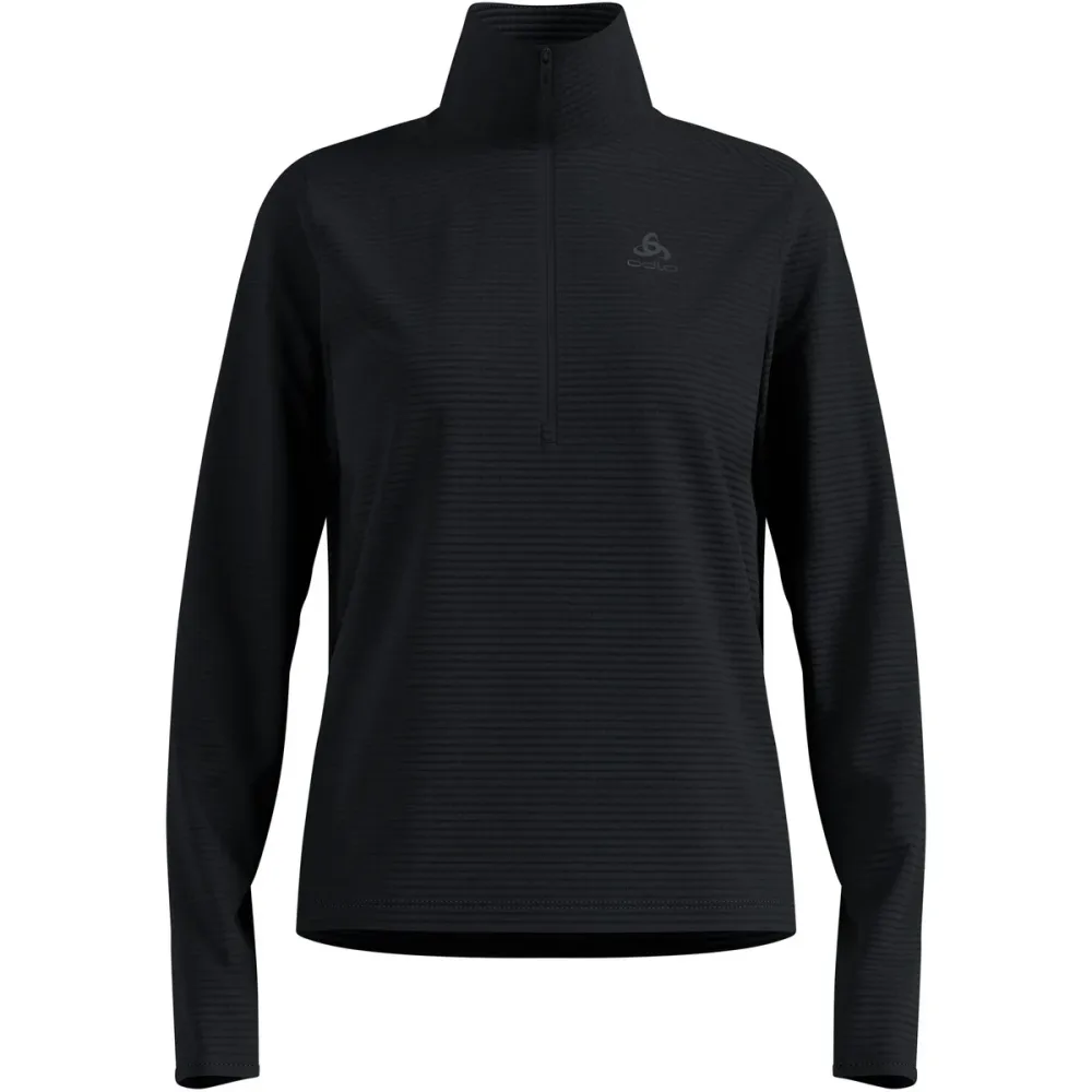 Odlo Essential Thermal Lauf-Mid Layer Half-Zip für Damen - Trail Running, Ski & Snow - schwarz, XS