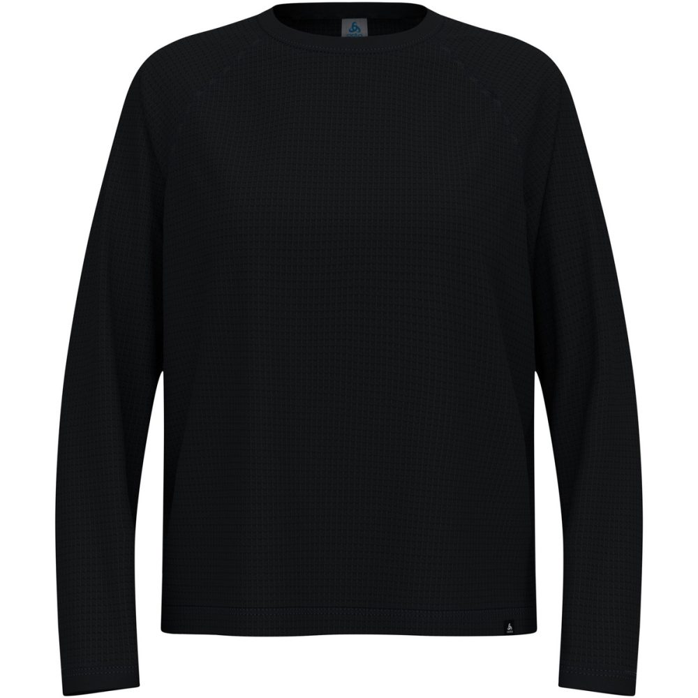 Odlo Wool Waffle Langarm-Shirt für Damen - Wandern, Casual Comfort - schwarz, S