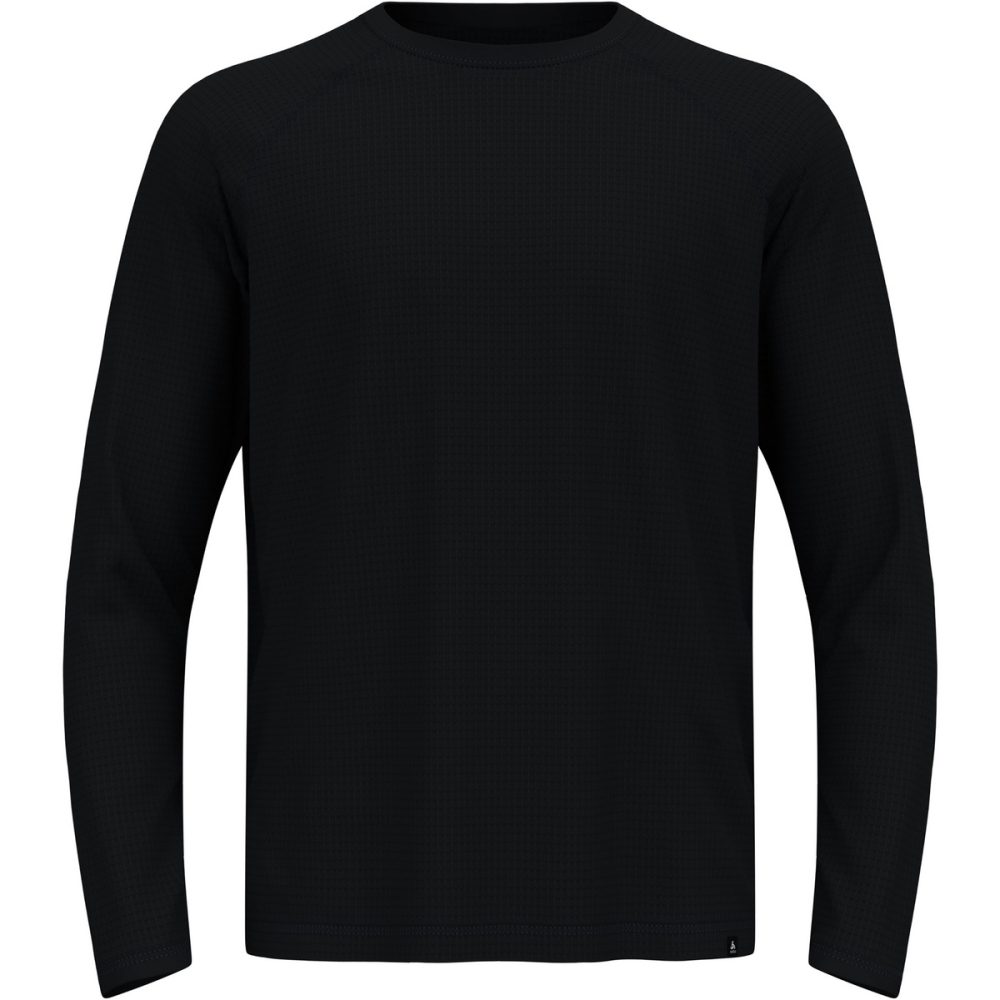 Odlo Wool Waffle Langarm-Shirt für Herren - Wandern, Casual Comfort - schwarz, M
