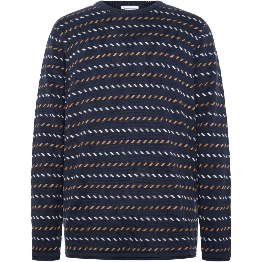 KnowledgeCotton Apparel Herren Jacquard Crew Neck Knit Pullover