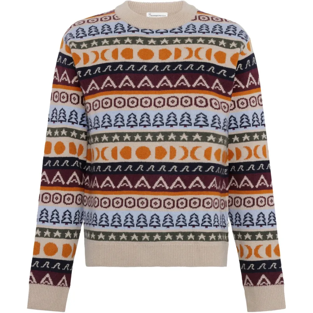 KnowledgeCotton Apparel Striped Pattern Crew Neck Knit Pullover