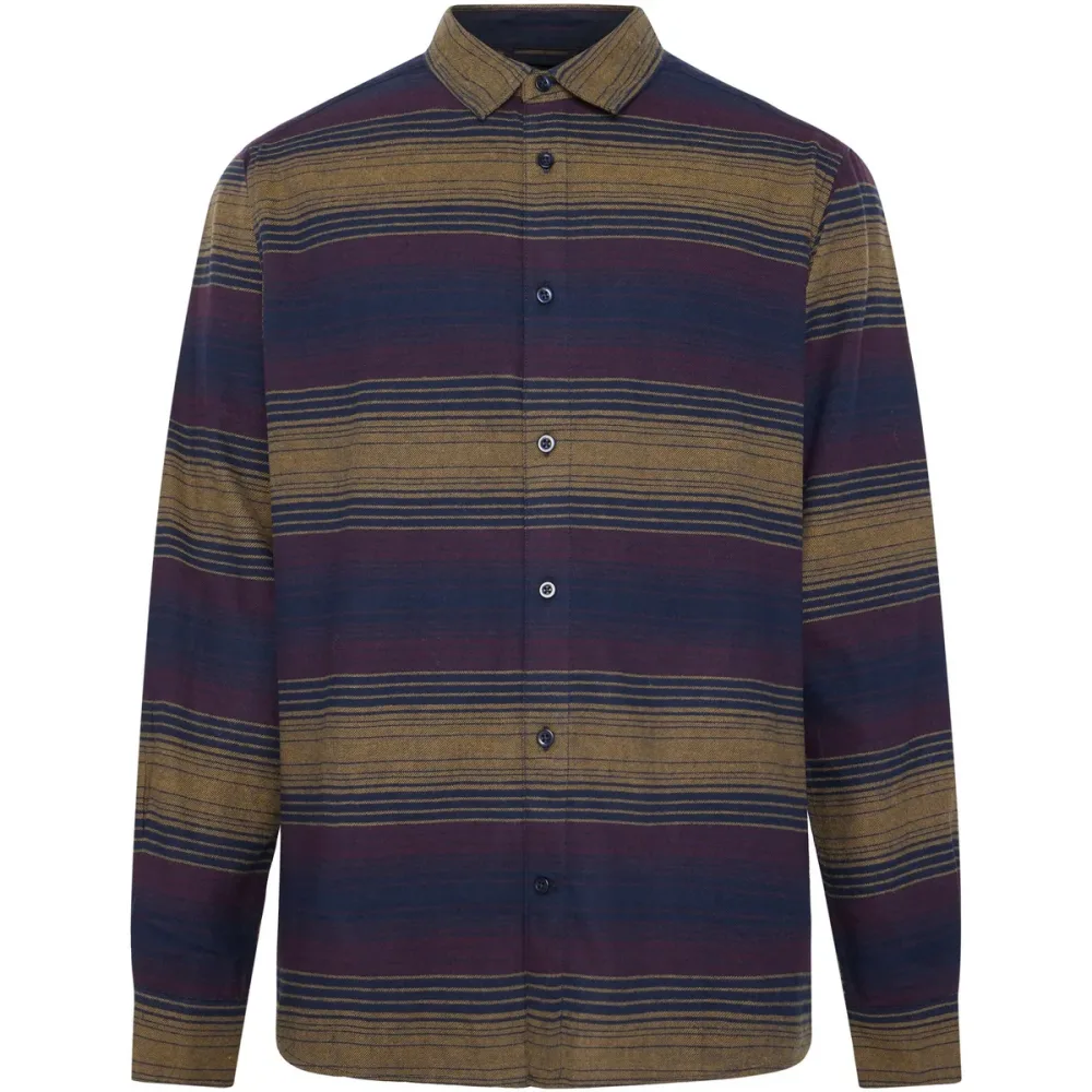 KnowledgeCotton Apparel Herren Loose Fit Striped Hemd