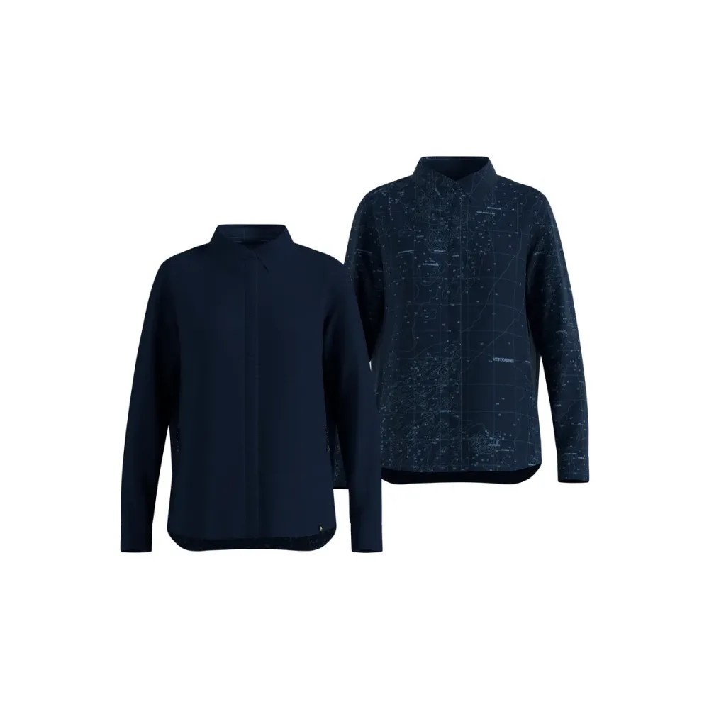 Odlo Transition Insulated Langarmhemd für Damen - Wandern, Casual Comfort - marineblau, XL