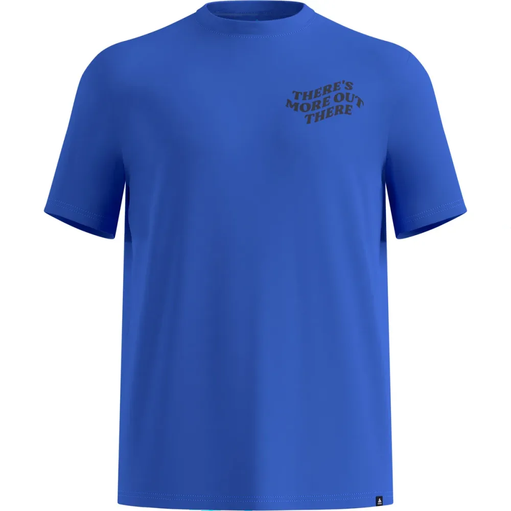 Odlo Cotton Blend There's More Out There T-Shirt für Herren - Wandern, Casual Comfort - blau, L