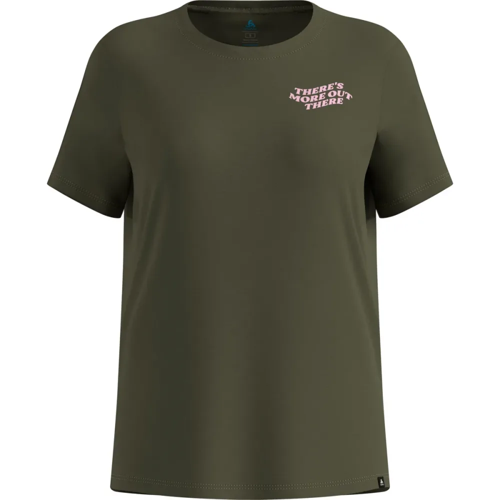 Odlo Cotton Blend There's More Out There T-Shirt für Damen - Wandern, Casual Comfort - grün, M