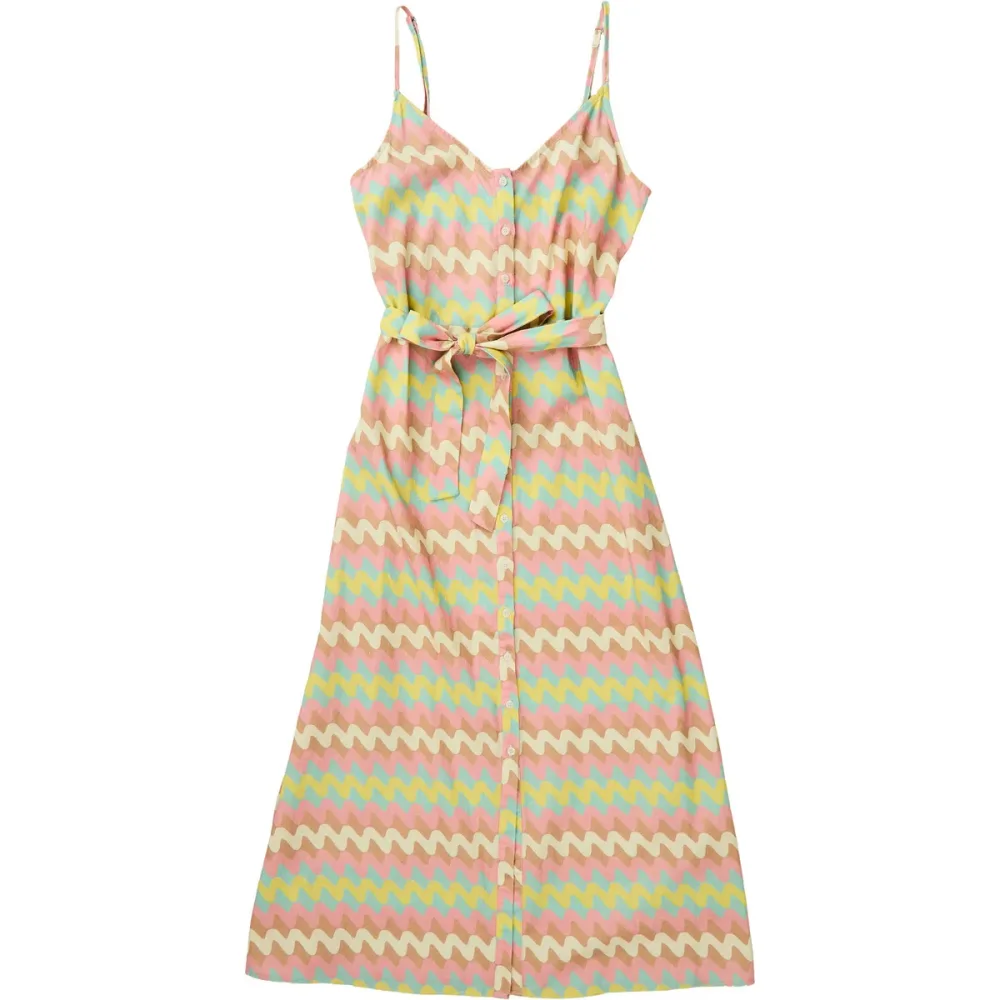 Brava Fabrics Damen Pastel Wavy Stripes Strap Kleid