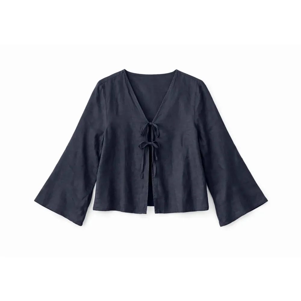 Mazine Damen Linen w. Binding Bluse