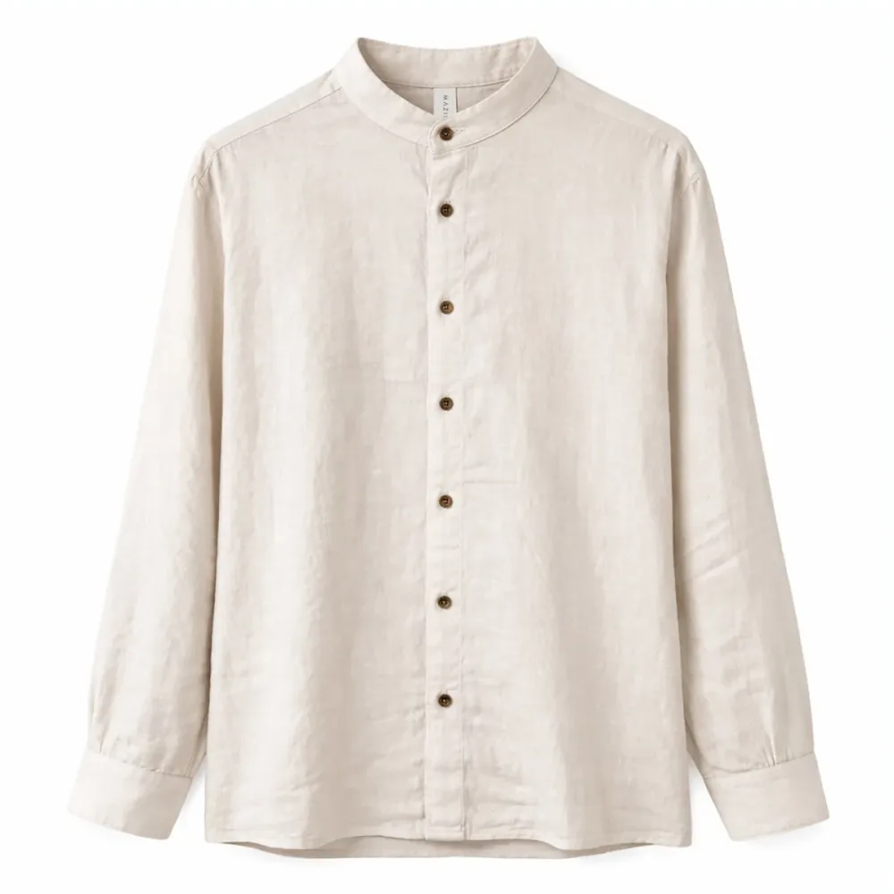 Mazine Herren Stand Collar Linen Hemd