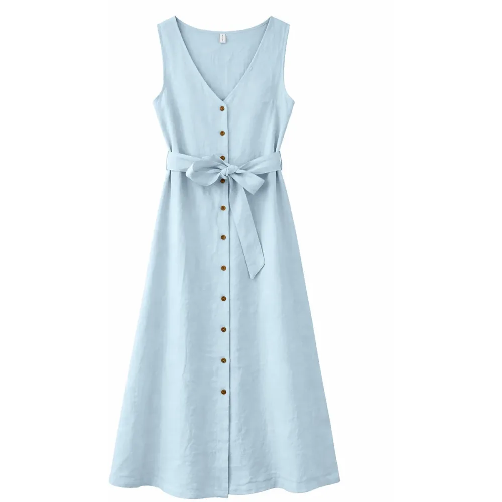 Mazine Damen Sleeveless Linen Maxi Kleid