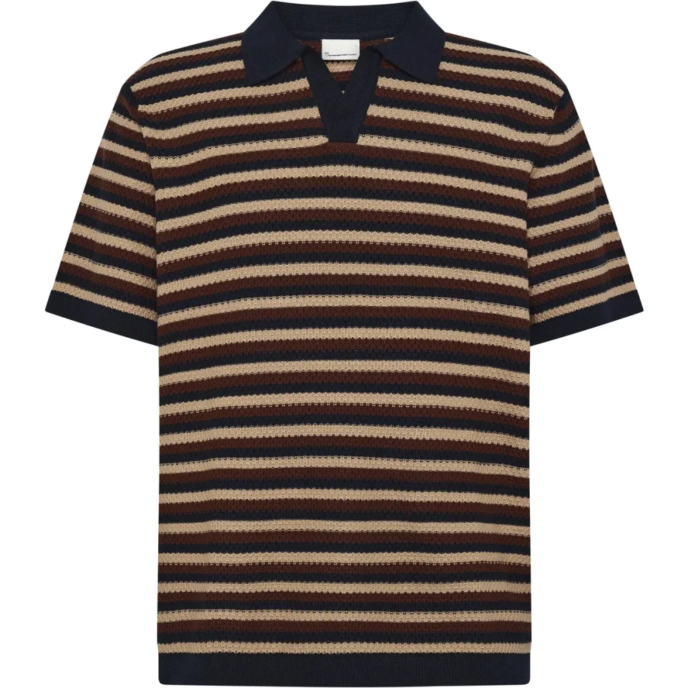KnowledgeCotton Apparel Herren Striped Knitted Polo T-Shirt