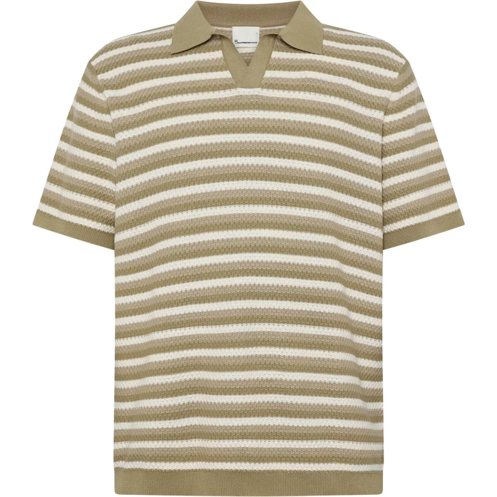KnowledgeCotton Apparel Herren Striped Knitted Polo T-Shirt