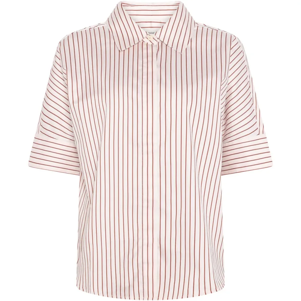 KnowledgeCotton Apparel Damen Striped Satin Bluse