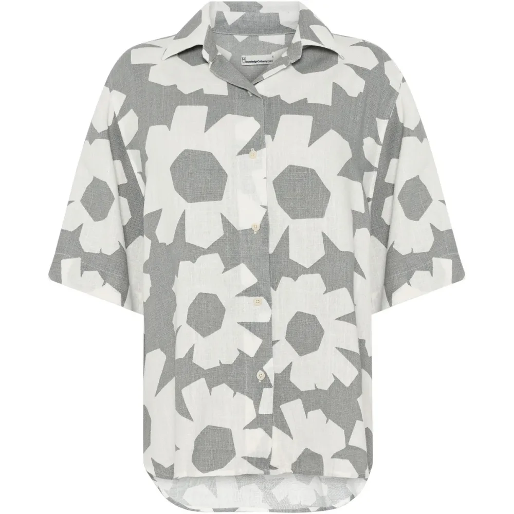 KnowledgeCotton Apparel Damen Linen-Mix Printed Bluse