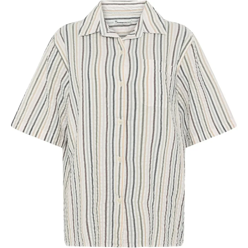 KnowledgeCotton Apparel Damen Seersucker Stripe Bluse