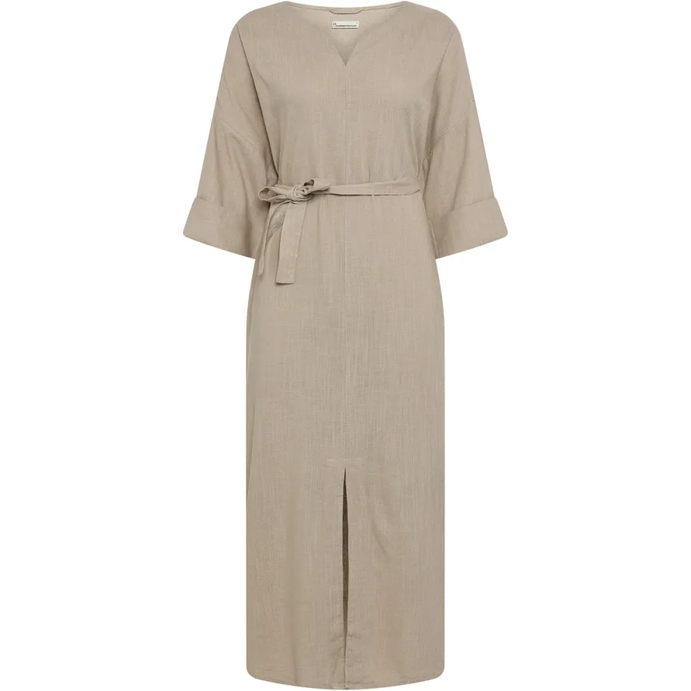 KnowledgeCotton Apparel Damen Linen-Mix V-Neck Kleid