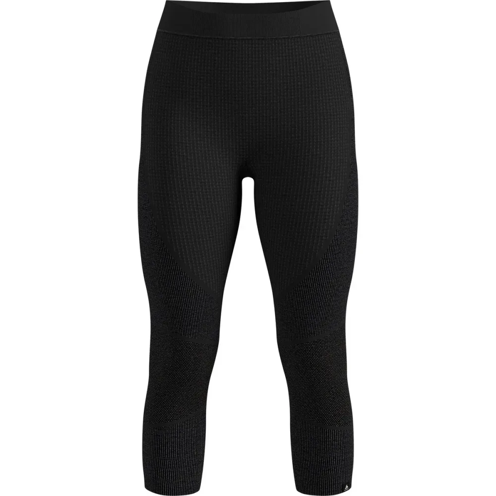 Odlo Seamless Performance Wool Base Layer 3/4 Tights für Damen - Wandern, Skilanglauf - schwarz, XS