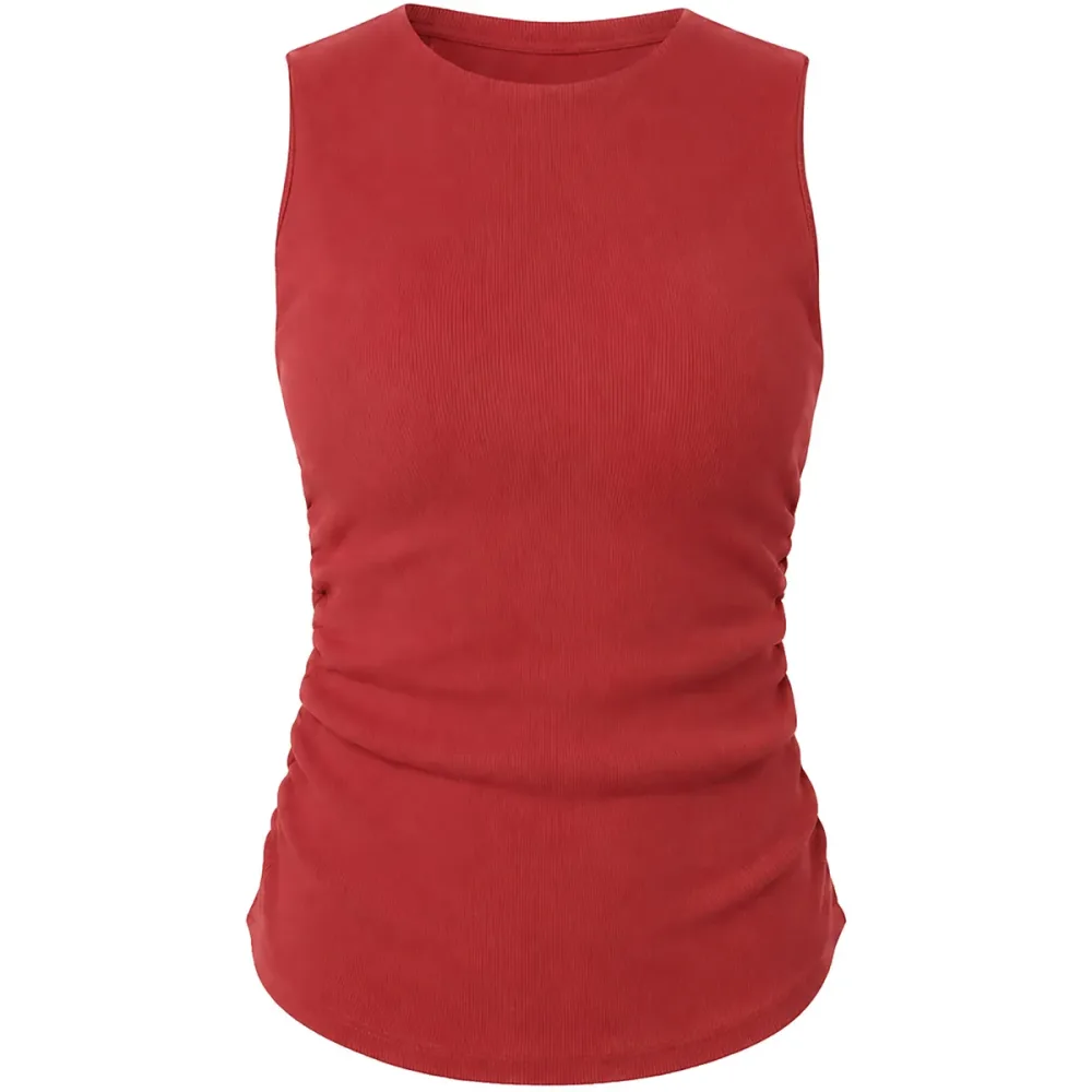Mandala Damen Side Ruffled Rib Top