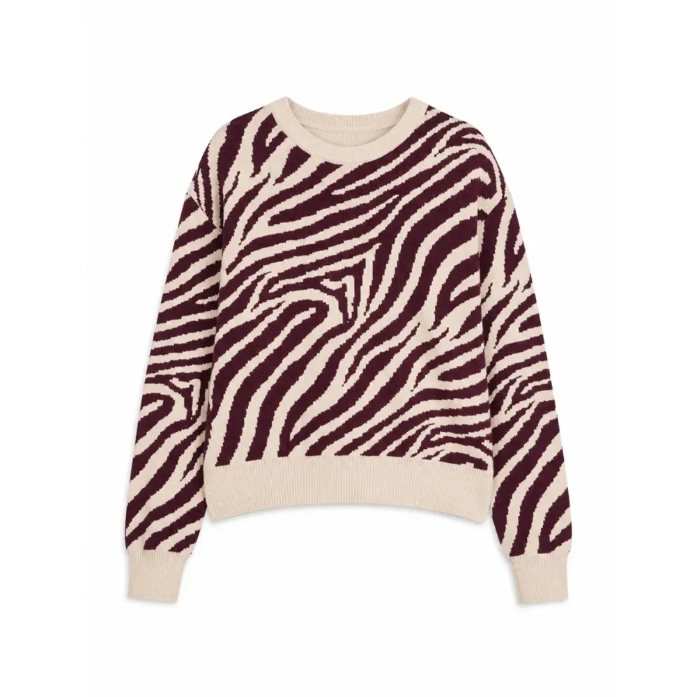 Mazine Damen Zebra Jacquard Knit Pullover