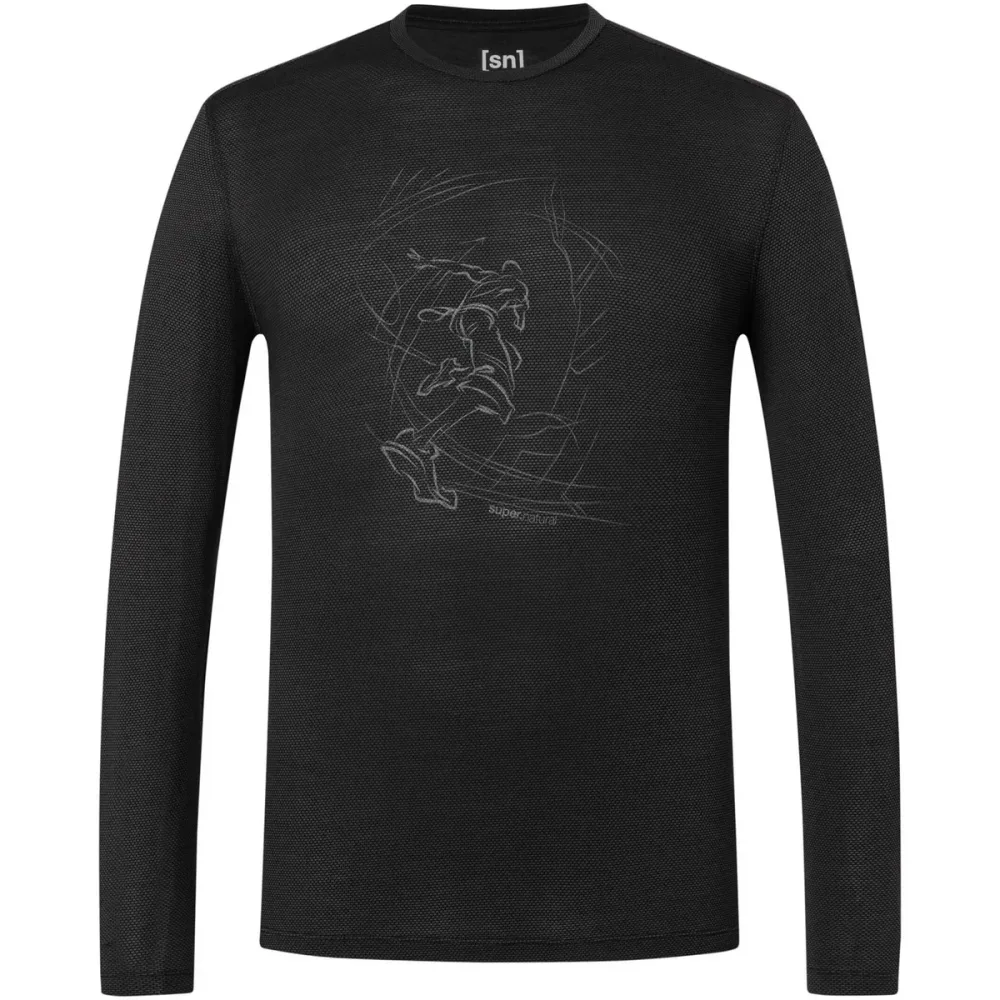 Super.Natural Herren Sketched Runner Mesh Longsleeve