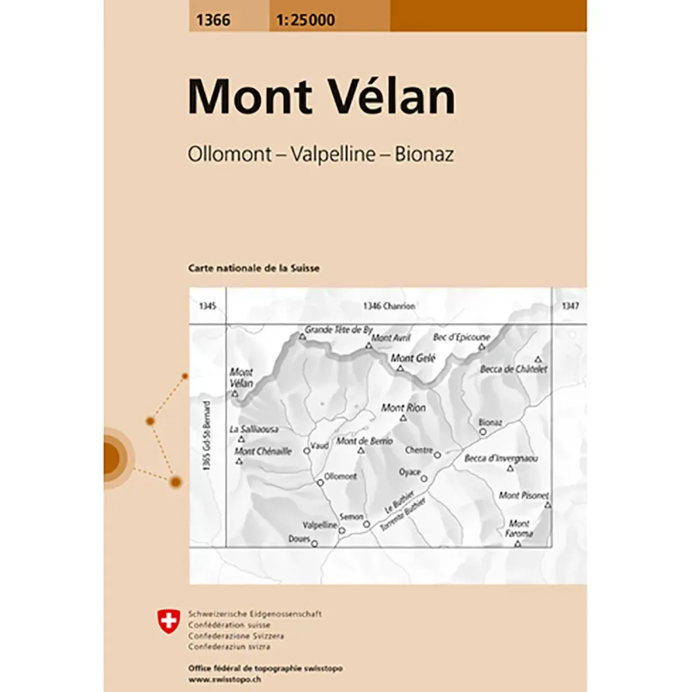 Swisstopo Mont Vélan 1366 Landeskarte 1:25 000