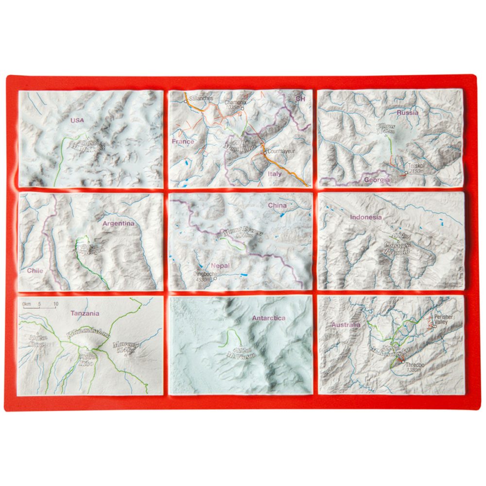 Georelief 3D Reliefpostkarte Seven Summits