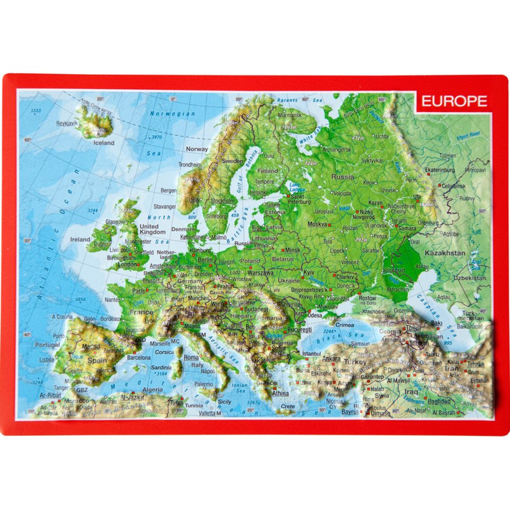 Georelief 3D Reliefpostkarte Europa