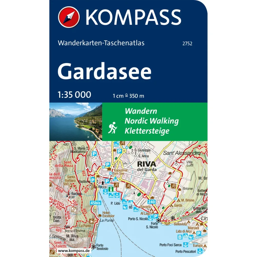 Kompass Verlag Gardasee 2752 Wanderkarte-Taschenatlas
