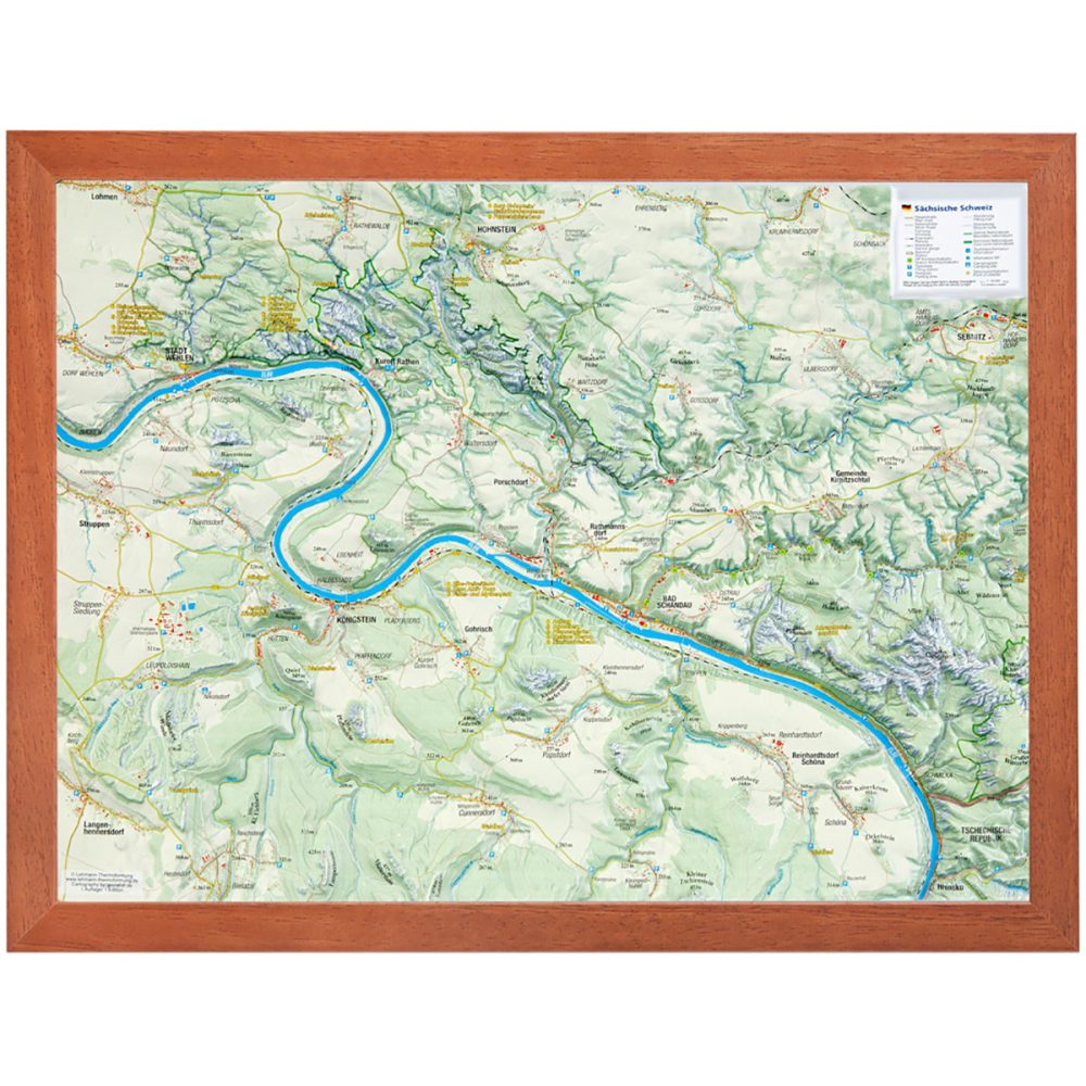 Georelief 3D Reliefkarte Sächsische Schweiz