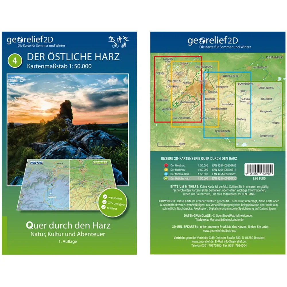 Georelief Der Östliche Harz Wanderkarte