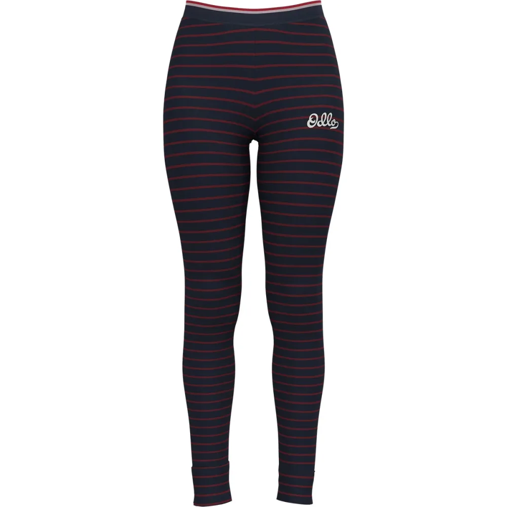 Odlo Active Warm Originals Stripes Base Layer Tights für Damen - Wandern, Ski & Snow - blau, XL