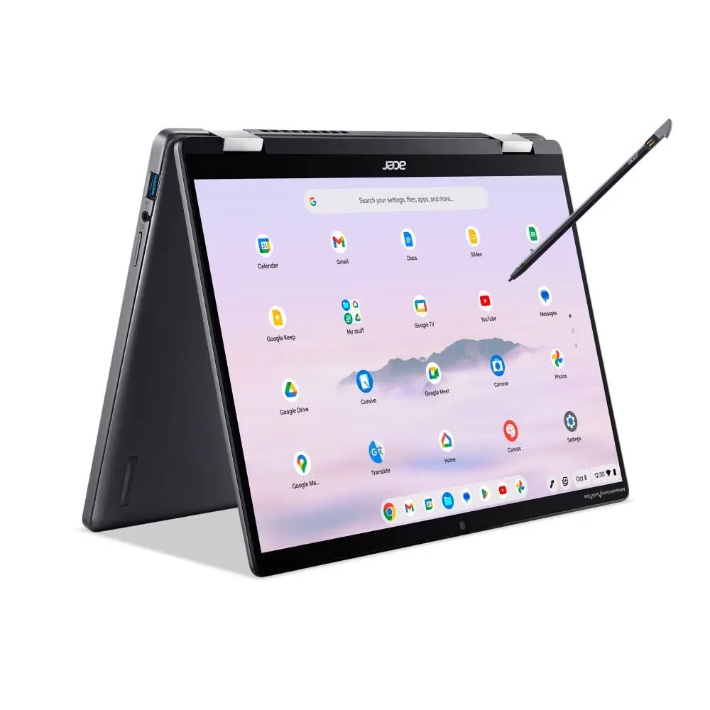 Acer Chromebook Plus Spin 714 CP714-1HN-72JY Ultrabook/Laptop, Chromebook Convertible, 14 Zoll WUXGA 1920 x 1200 60 Hz, Intel Core Ultra 7 155U, 16 GB RAM, 512 GB SSD, Intel Graphics, ChromeOS, Schweizerdeutsch, Grau