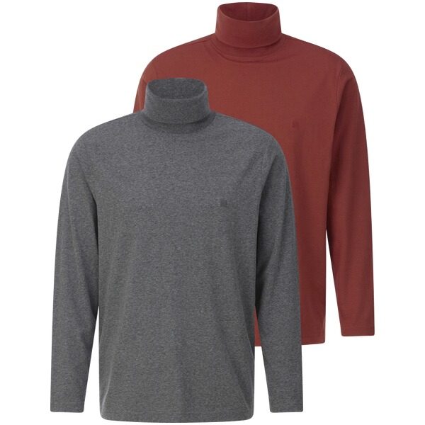 Doppelpack Langarmshirt ULOR dunkelgrau rot