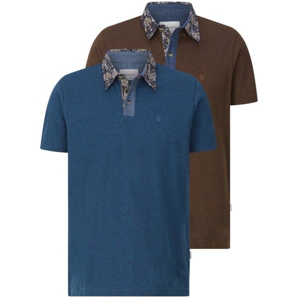 Doppelpack Poloshirt RELOR dunkelblau cognac