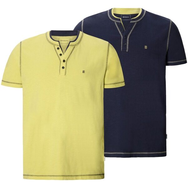Doppelpack T-Shirt ROCARLO dunkelblau gelb