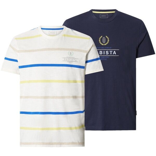 Doppelpack T-Shirt ROMENZO weiß dunkelblau