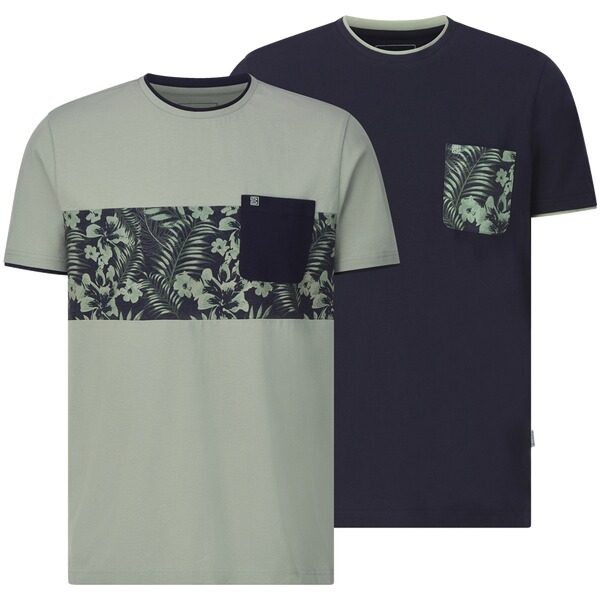 Doppelpack T-Shirt RIGATULI grün dunkelblau