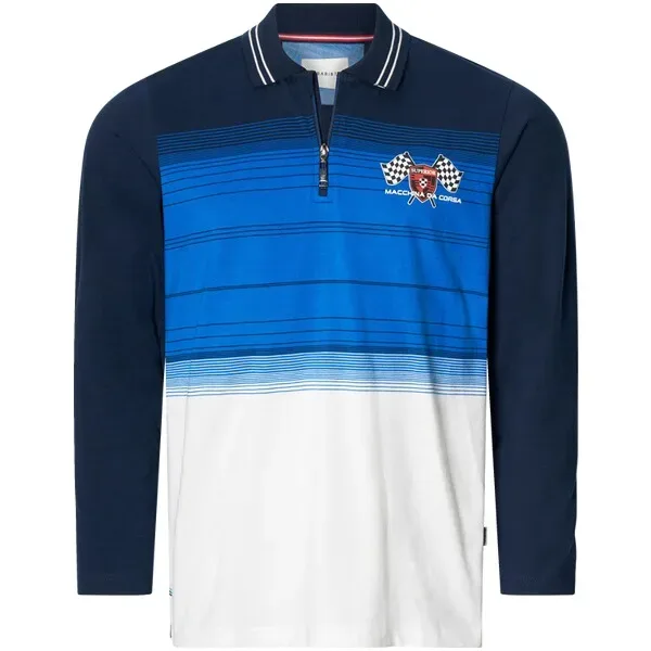 Langarm-Poloshirt BIANORI blau weiß