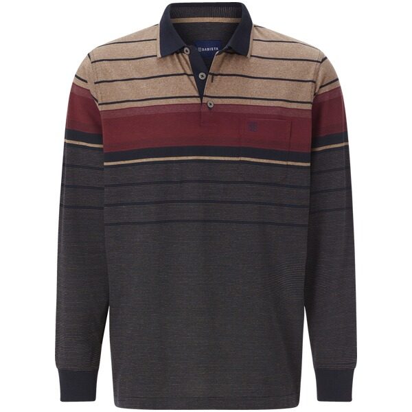 Langarm-Poloshirt FILOSSI dunkelblau beige