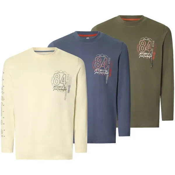 3er Pack Langarmshirt NORGARD oliv