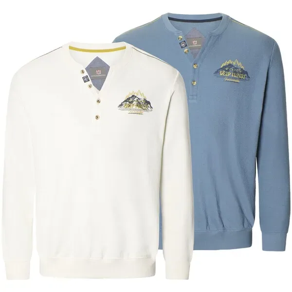 Doppelpack Langarmshirt HINDREK blau weiß