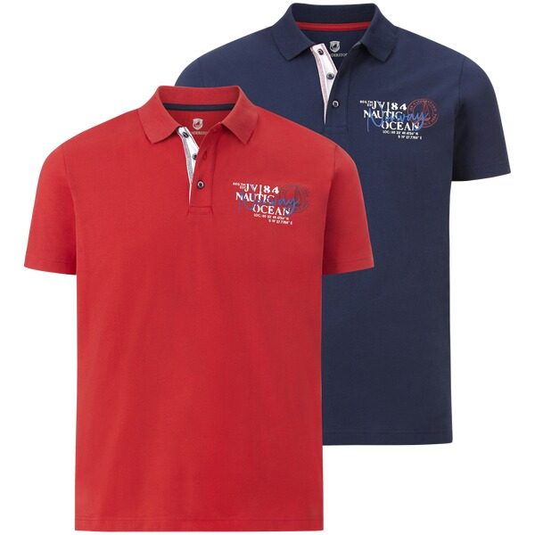 Doppelpack Poloshirt DAGFINN rot dunkelblau