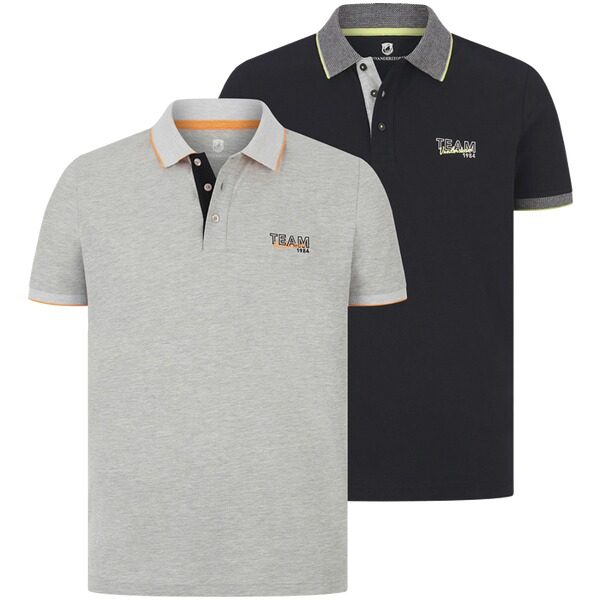 Doppelpack Poloshirt HARALDFRED silbergrau schwarz